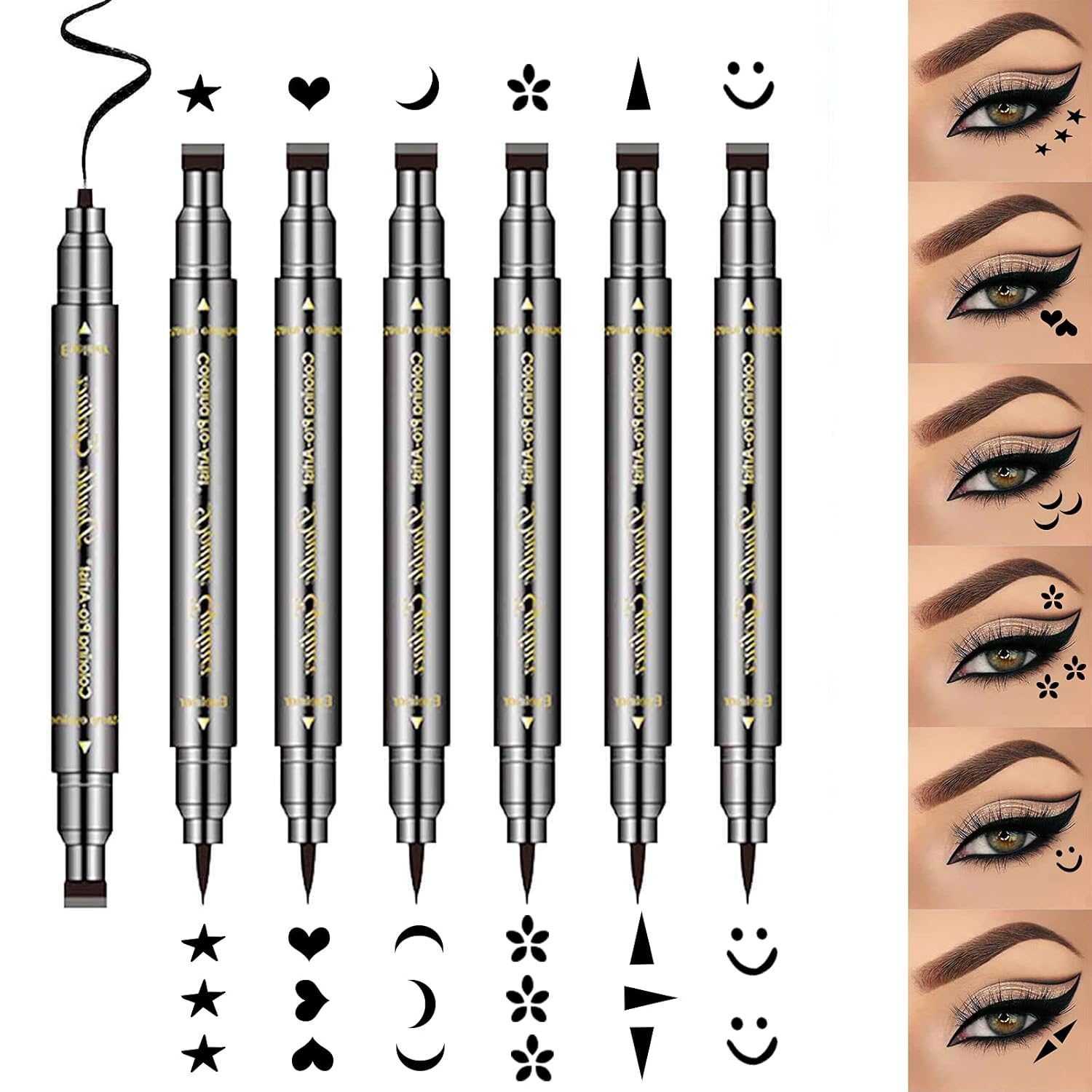 Buy 6Pcs Erinde Doubleheaded Liquid Eyeliner Stamp Pen Set, Eye Liners