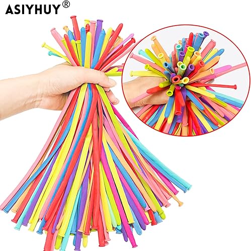 Miniatura 89 de Paquete de 260 globos largos, 100 globos negros de animales torcidos, globos mágicos largos de látex grueso para modelos de animales, Halloween