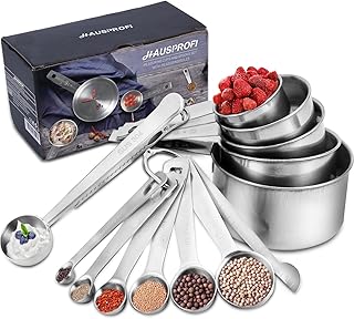 HAUSPROFI Measuring Cups and Spoons Set, 13 Pieces Premium Stainless Ste...