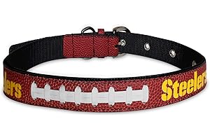 Pets First Tough Leather Pet Collar NFL Pittsburgh Steelers