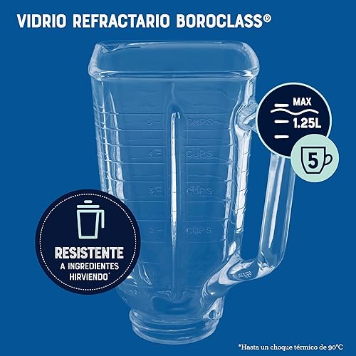 Miniatura 6 de Oster Mezclador de colmena retro cromado de 500 vatios 2 velocidades con tarro de vidrio de 5 tazas