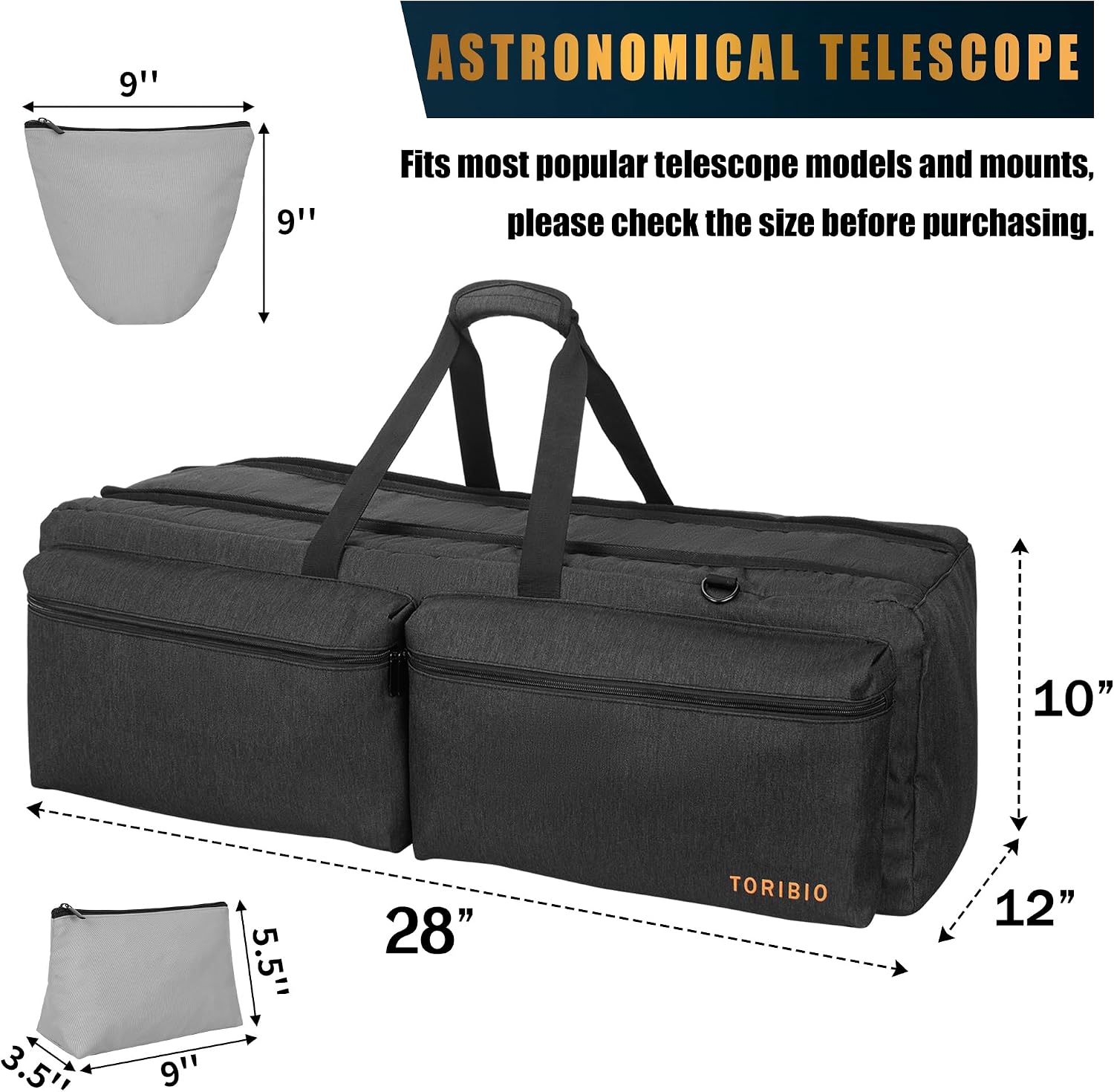 TORIBIO 28" Large Telescope Bag Case for Telescope Tube & Tripod image 2