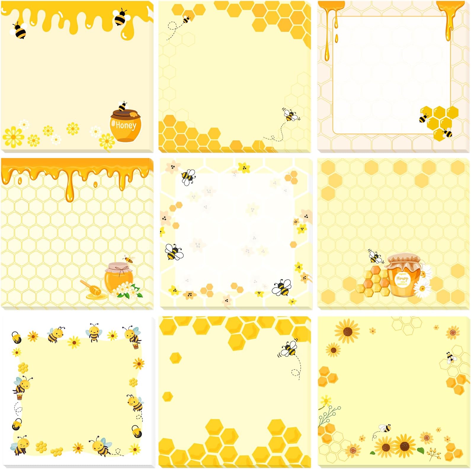 Amazon.com : INCOK Bee Gift Sticky Notes - 9 PCS Honey Bees Self Stick ...