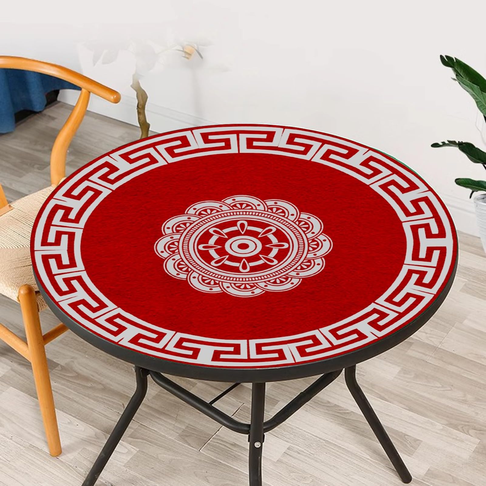 Tapis de Poker, Rond Rouge avec Bord, Mahjong Sac de Transport, for Jeux Cartes Poker, société, tuiles(Red 2,70 * 70cm(27.55 * 27. 55in))