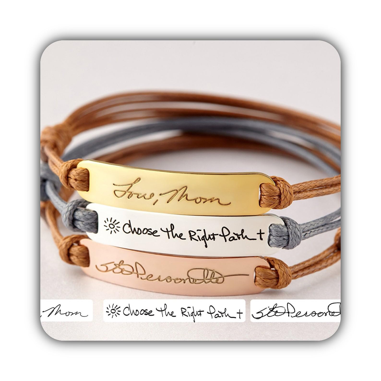 Manuscrito pulsera, pulsera con escritura manuscrita 14k oro, personalizado conmemorativo para mamá Día de la Madre Navidad cumpleaños aniversario