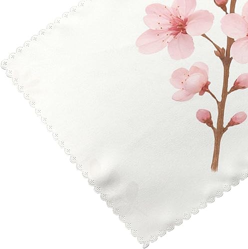 Miniatura 5 de Rectangular Placemats Set of 4, Heat Resistant Cherry Blossom Branches Printed Kitchen Dining Table Mats
