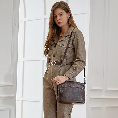 Miniatura 2 de HESHE Bolsos cruzados de cuero para mujer, pequeños y funcionales, con múltiples bolsillos cruzados, bolsos de hombro