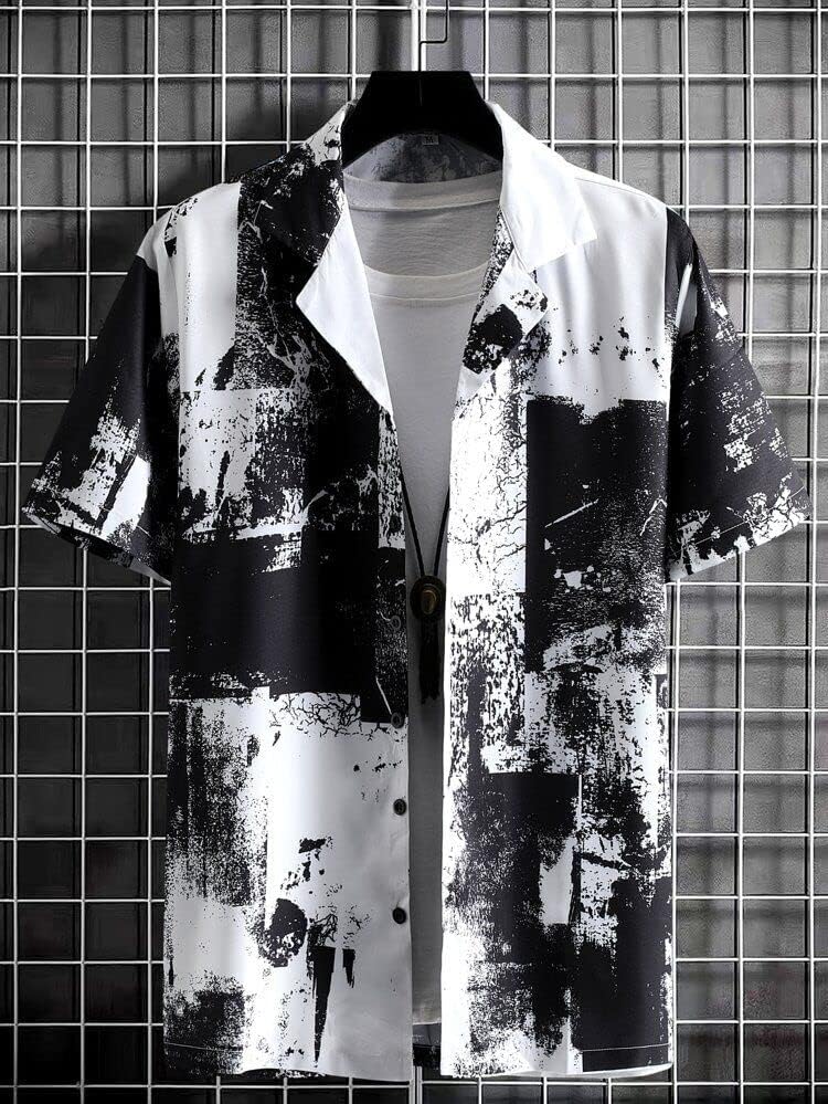 Image of Men's Striped Slim Fit Half Sleeves Stratchable Printed Shirt