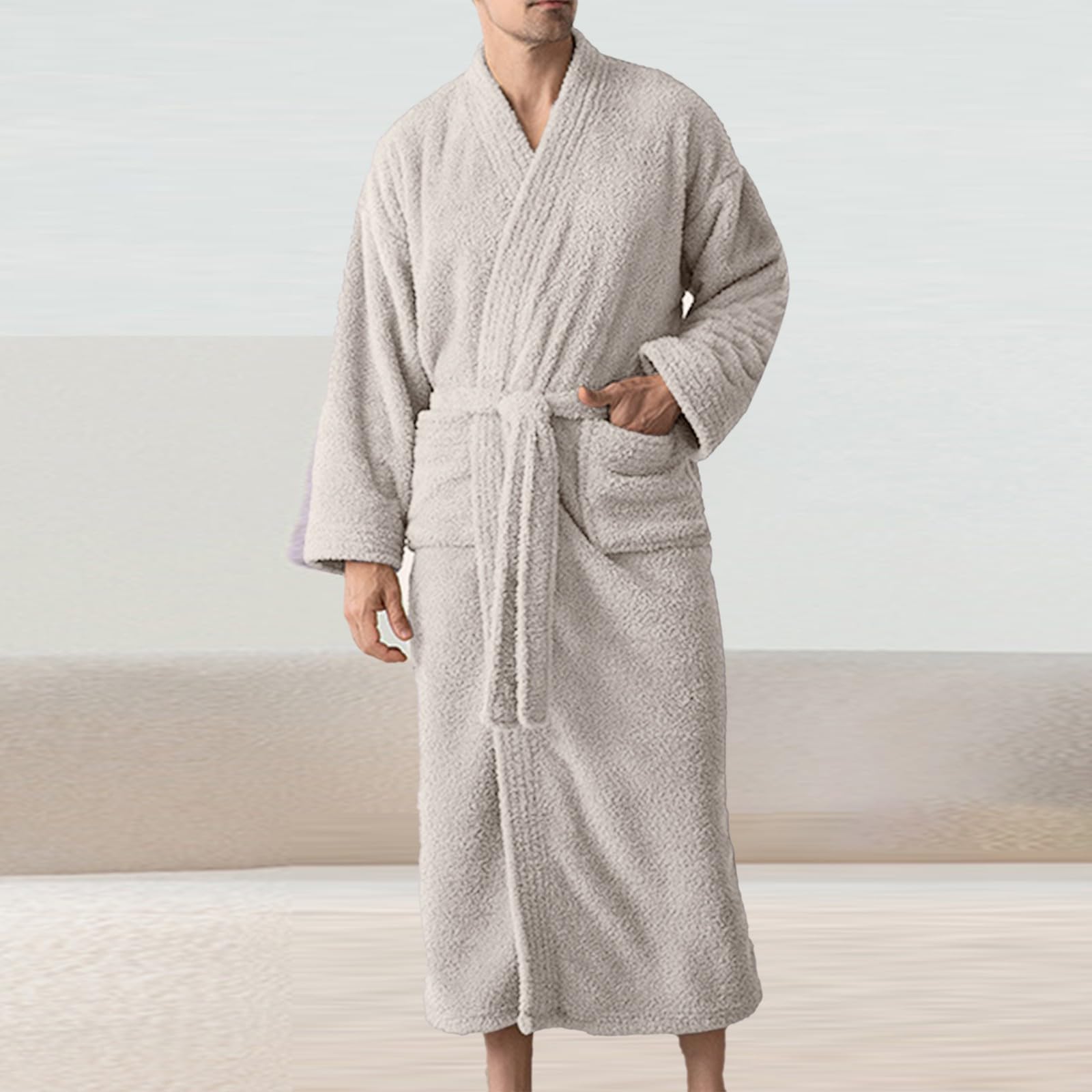 Générique Peignoir de Bain Homme Robe de Chambre Chemise de Nuit pour Homme, Peignoir à col Kimono, vêtements d'intérieur
