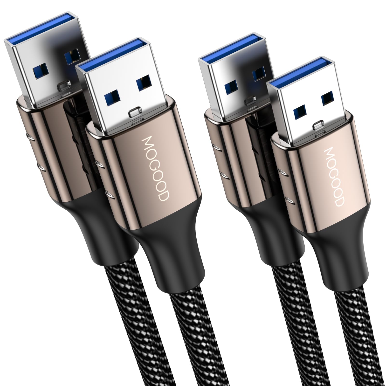 MOGOOD USB 3.0 Verlängerung Kabel (2M, 2Stück), USB Verlängerungskabel USB A Stecker auf A Buchse Gehäuse aus Nylon und Zinklegierung für USB-Stick, Tastatur, Drucker, PS4/5, USB Hub