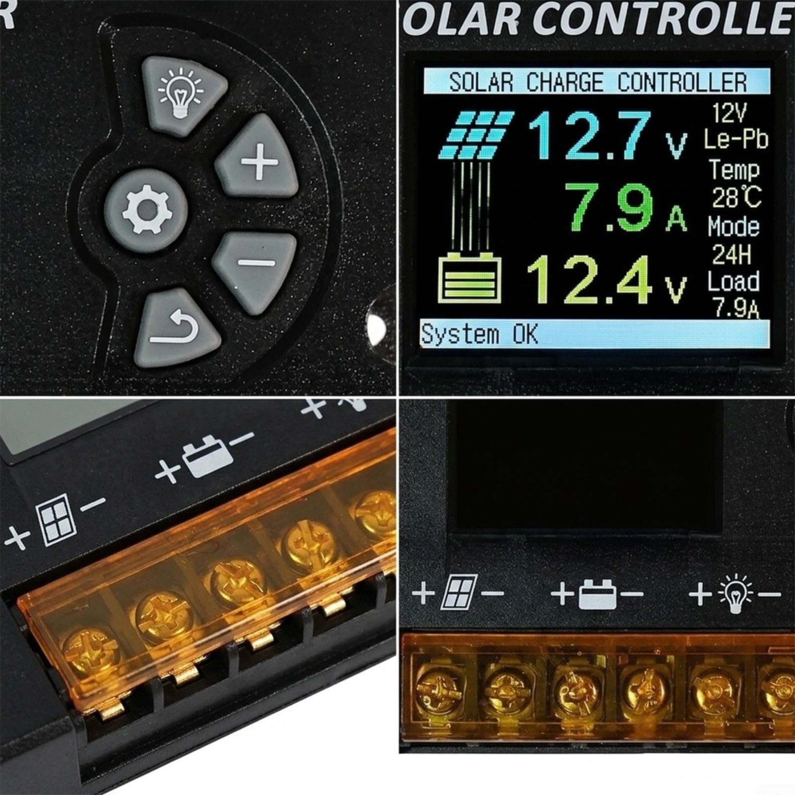 Regolatore di carica solare intelligente 12/24 V per PWM con LCD per Smart
