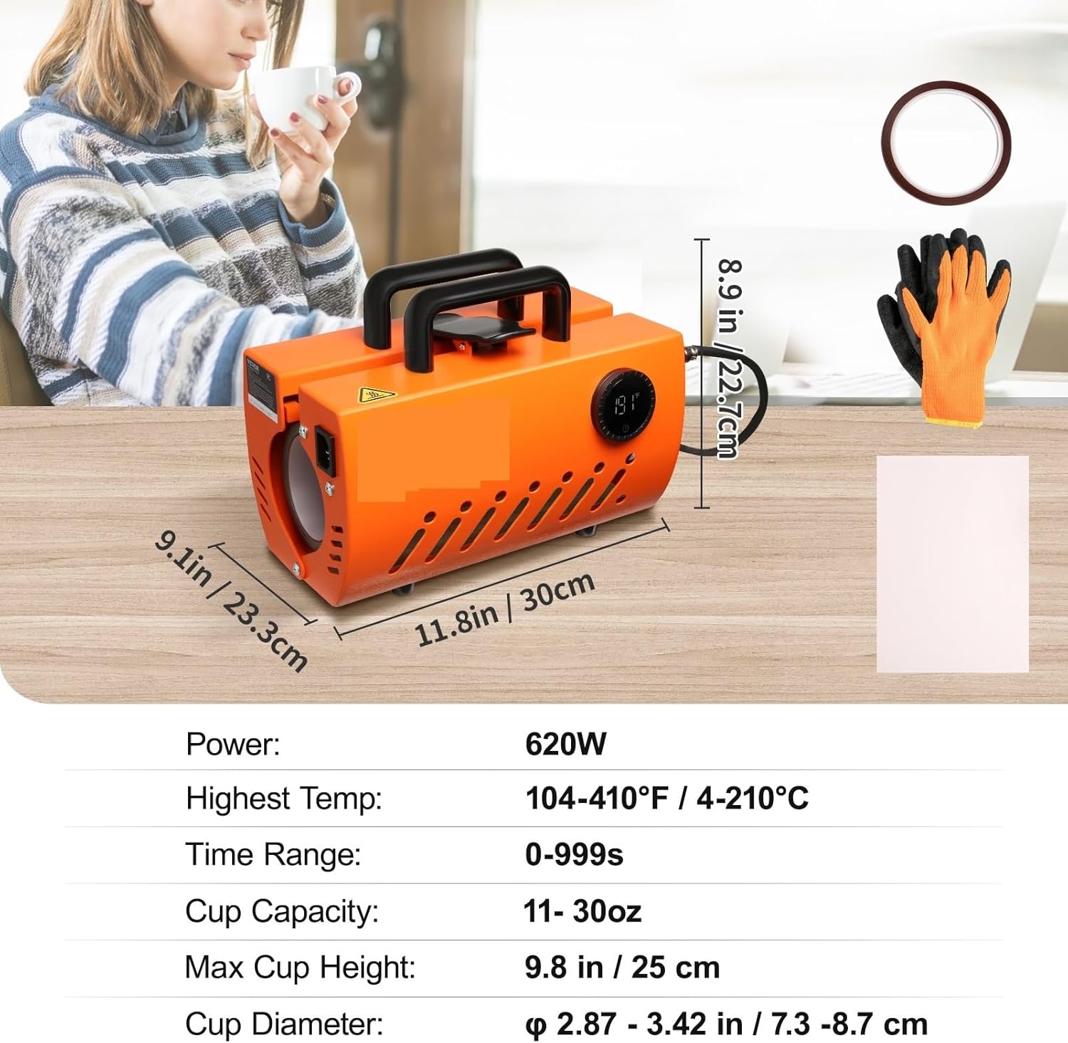 Detailed specifications and dimensions of the heat press machine