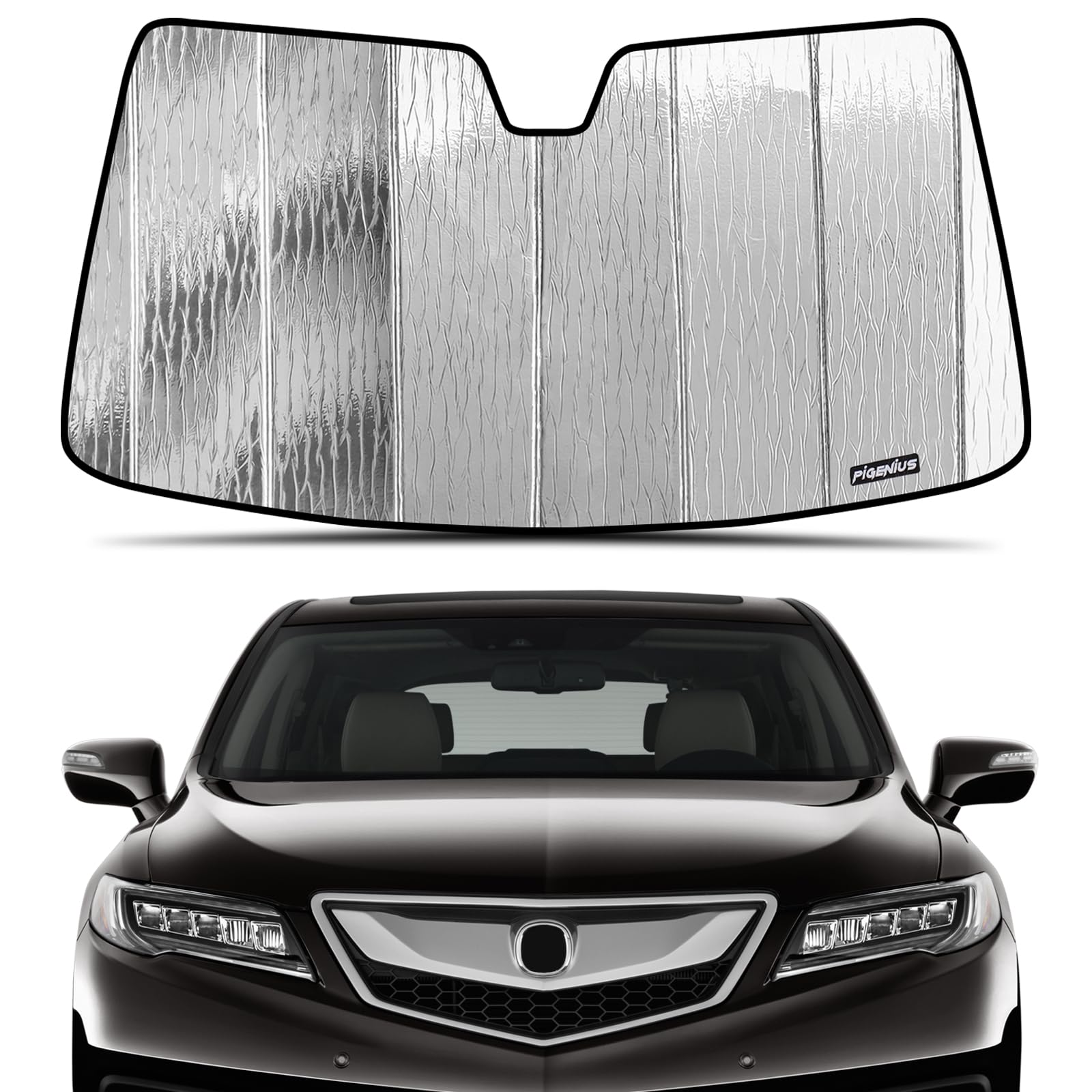 pigenius windshield sun shade for 2013-2018 acura rdx without rearview mirror mounted camera, automotive interior sun protection - premium folding sunshade