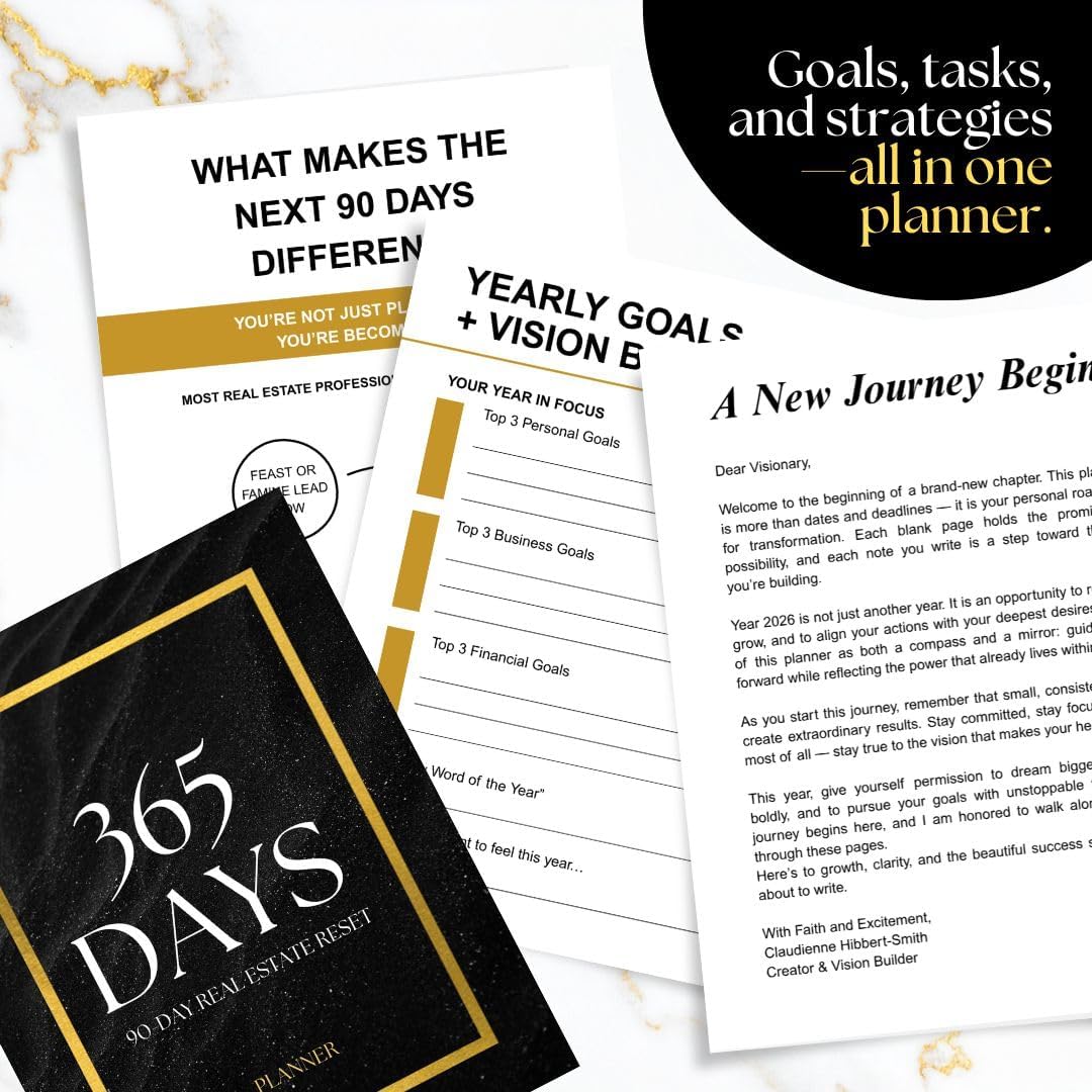 Realtor Planner 365 Days | Daily Real Estate Planner for Realtors & Agents with 90-Day Reset