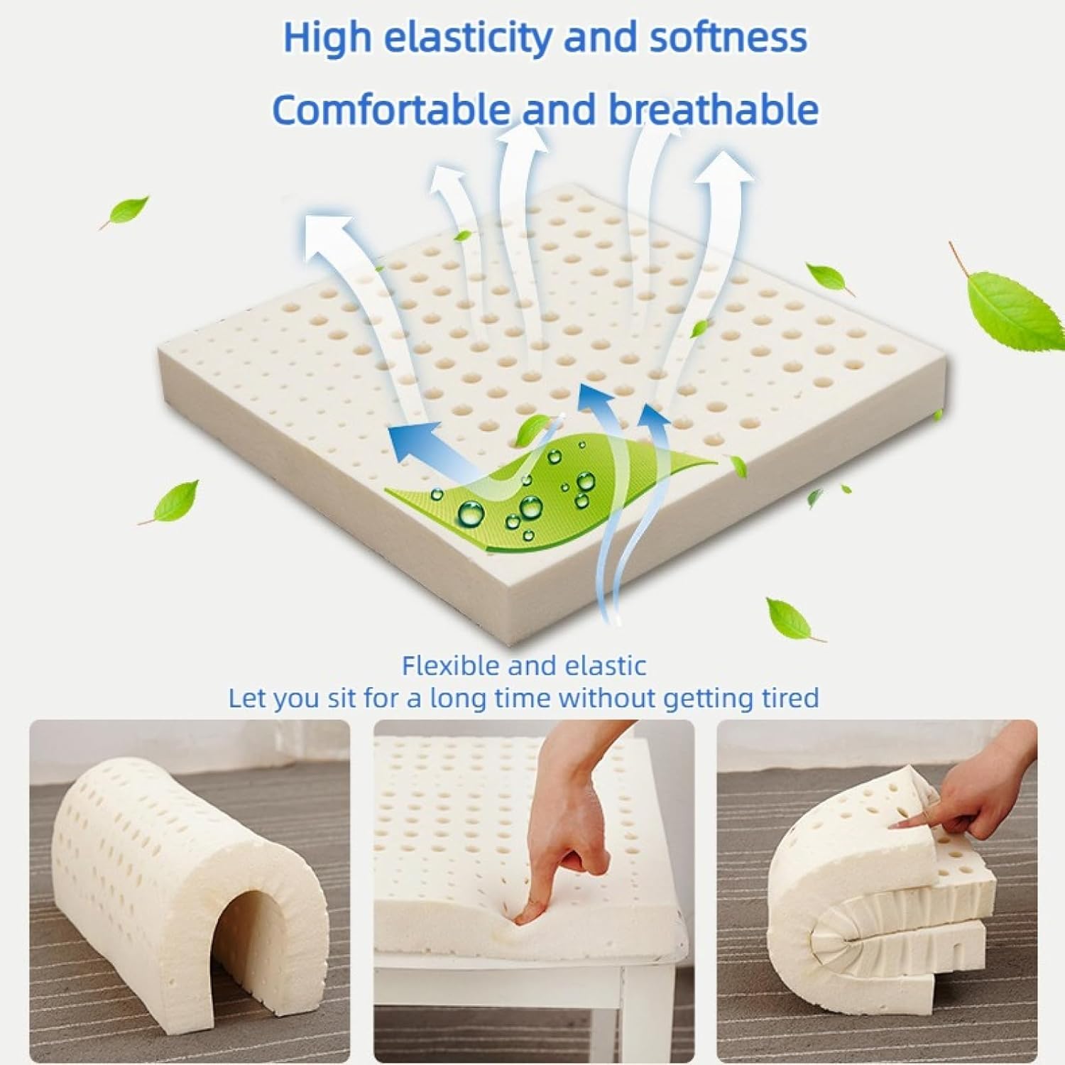 Ortopedyczna Poduszka Na Siedzenie Z Naturalnym Lateksem Na Rwę Kulszową Poduszka Przeciwodleżynowa Do Siedzenia Na Krzesło Biurowe I ławkę Ergonomiczn, Linen-light Gray, 40 * 40 * 10cm