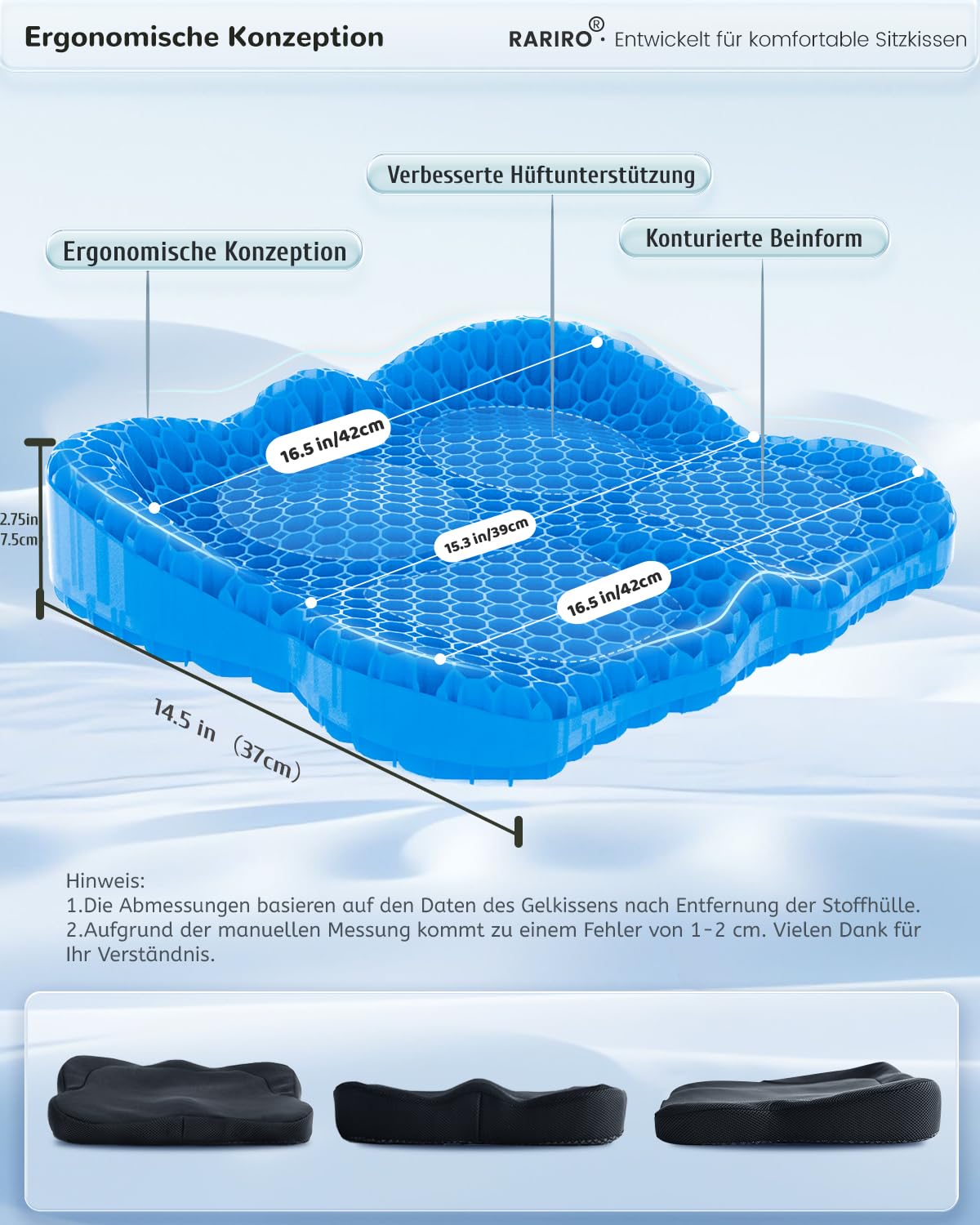 Coussin Gel Ergonomique Assise Chaise Bureau, Coussin Anti Escarres Fessier, Fauteuil Roulant Coussins Gel Voiture