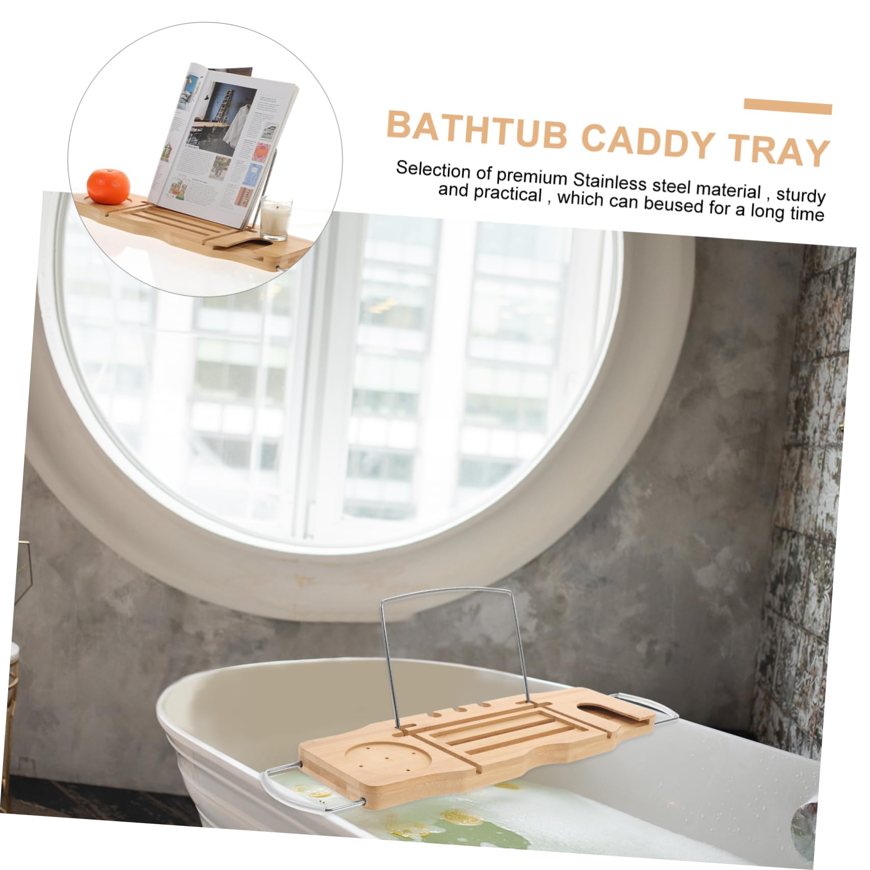 ABOOFAN Adjustable Bathtub Tray Non Slip Bath Storage Holder for Luxury Relaxation Fits Freestanding Tubs Holds Wine Tablet Book More Bath Accessory for