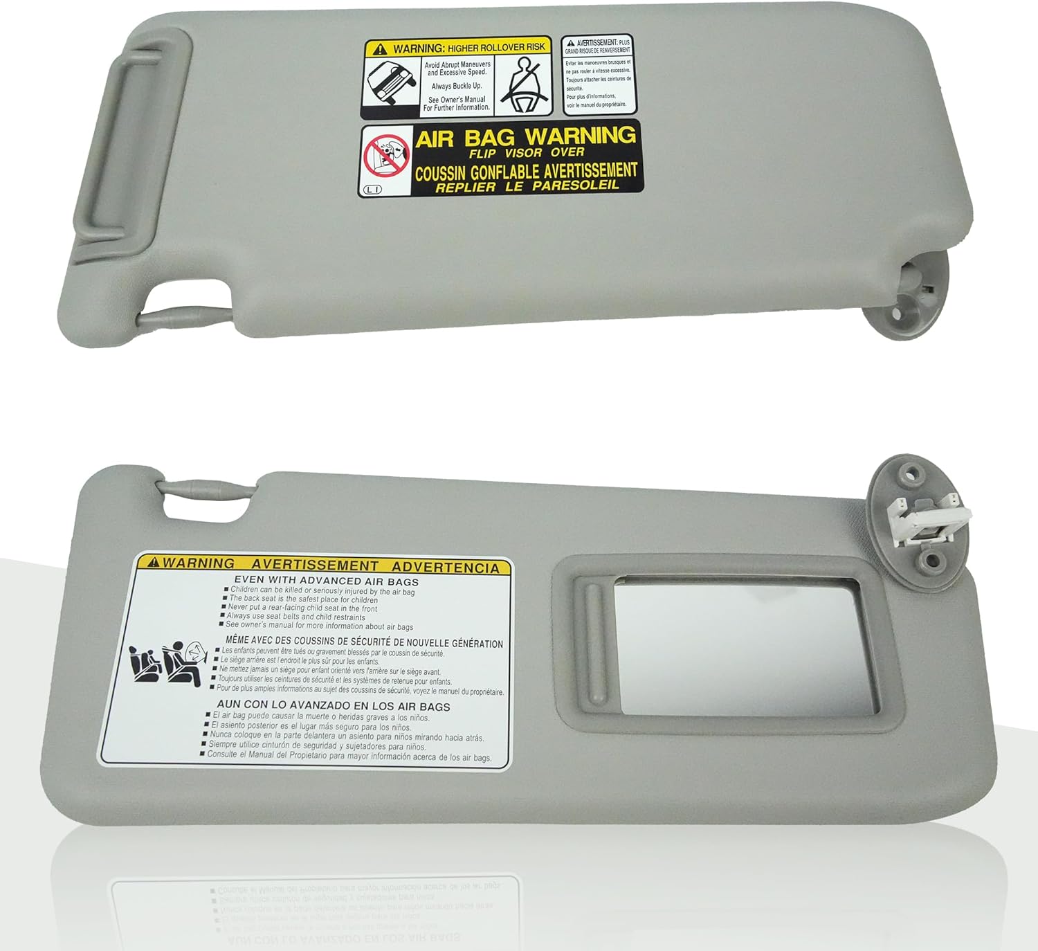 Right Passenger Side Sun Visor Compatible with Toyota RAV4 2013-2018 Replace# 74320-42595 74320-42595-B0 74320-42595-C0 (Gray)