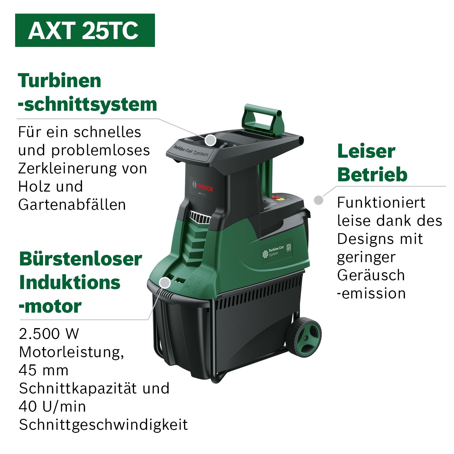 Bosch AXT 25 TC Turbinenhäcksler 2500 W Fangbox 53 l