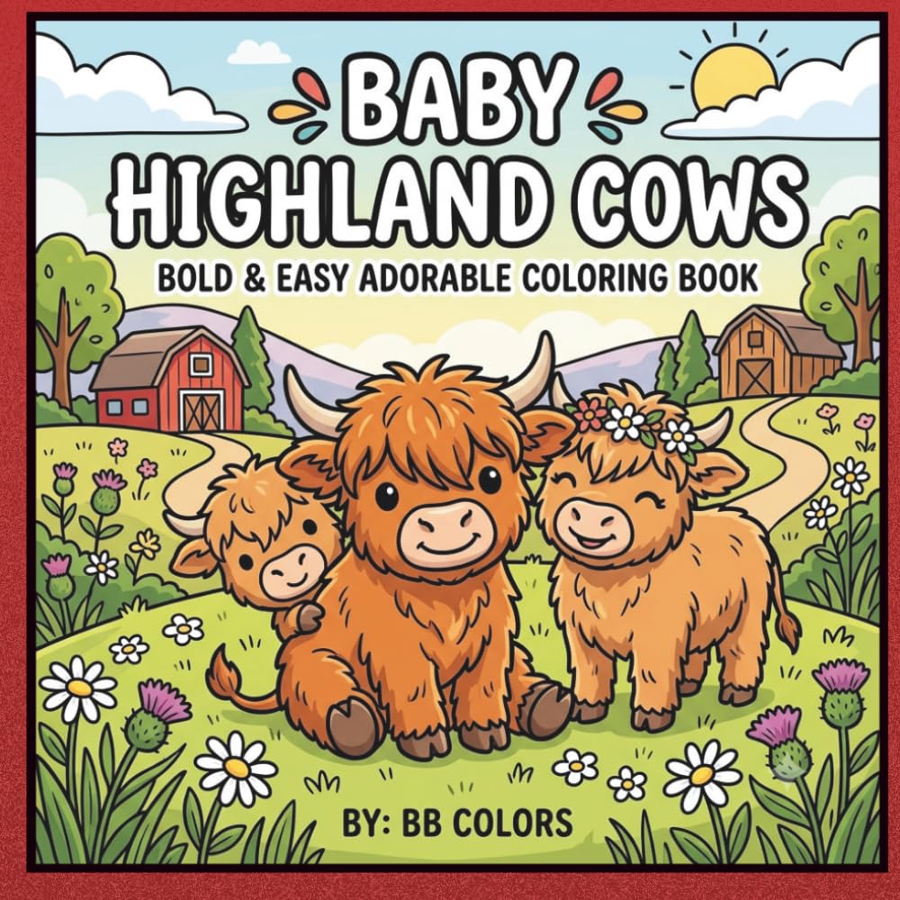 BABY HIGHLAND COWS: BOLD AND EASY ADORABLE COLORING BOOK
