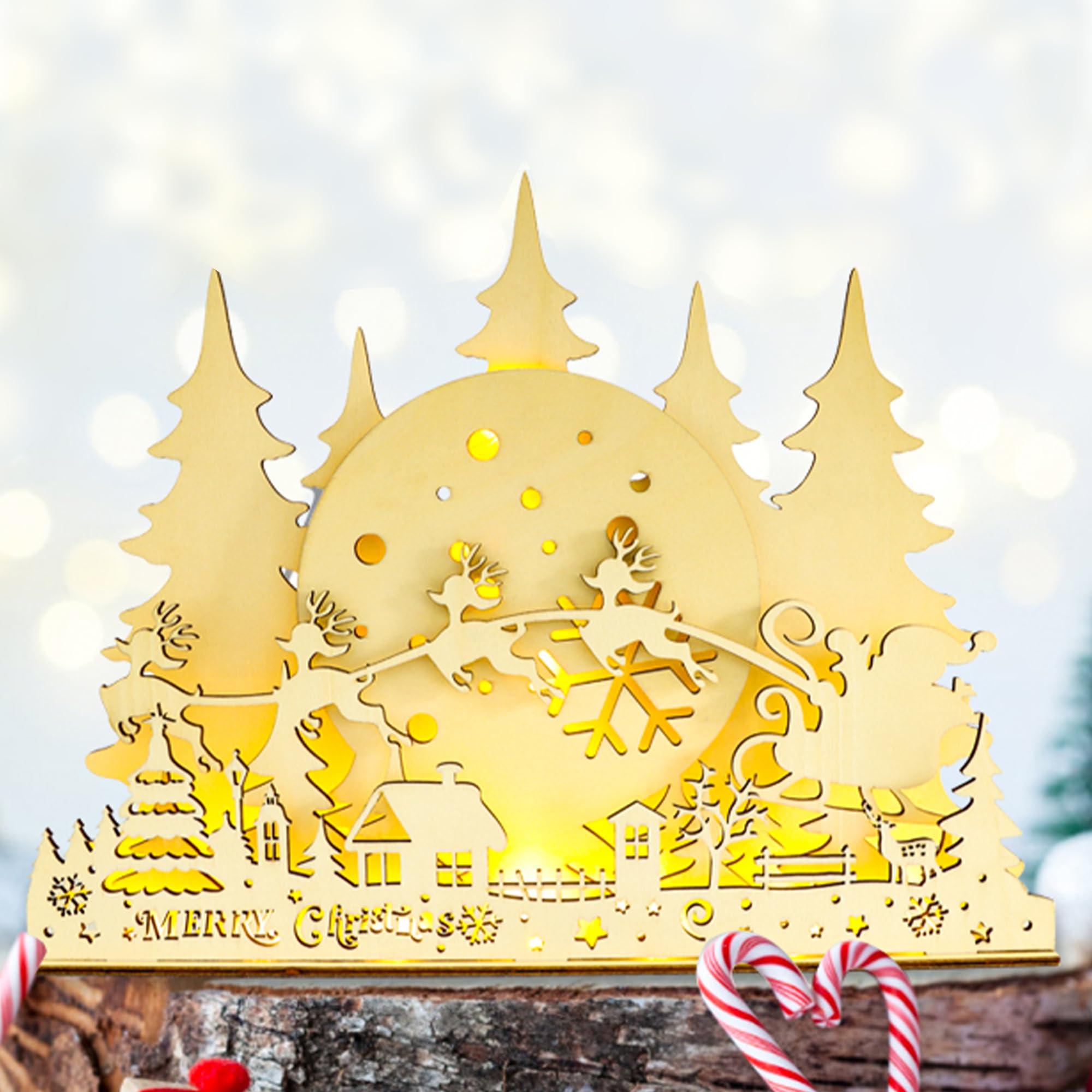 クリスマスツリー DERAYEE 卓上 木製 3D 立体 点灯 電飾 ライト付 Amazon.co.jp: DERAYEE クリスマスツリー 卓上 木製 3D 立体