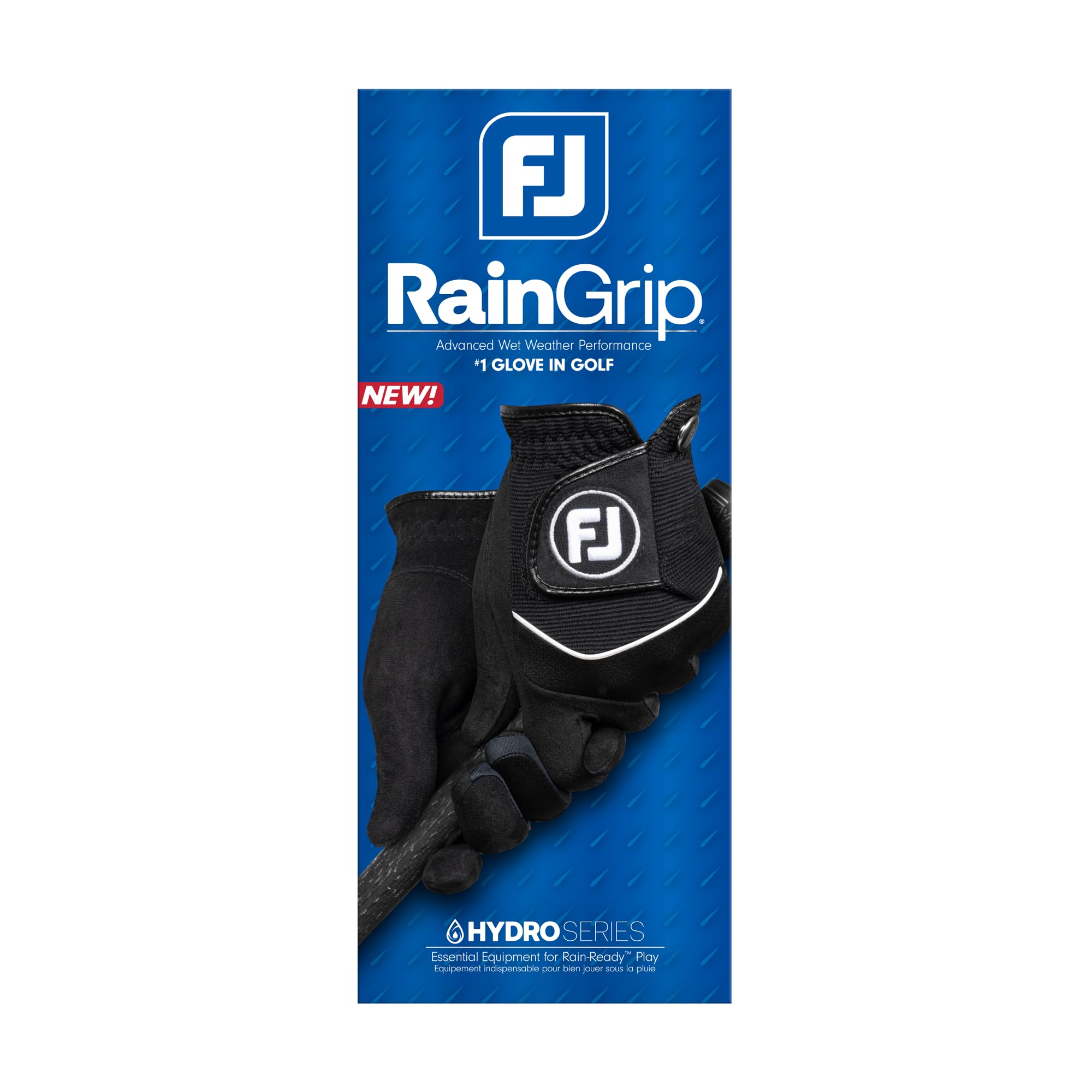 FootJoy RainGrip - Guantes de golf para hombre, color negro, talla M, par