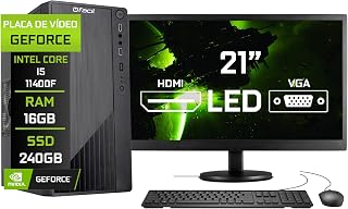 Computador Completo Blue PC Intel Core i5 11400F (11ª Geração) 16GB DDR4 Geforce Nvidia 1GB SSD 240GB Monitor 21" LED