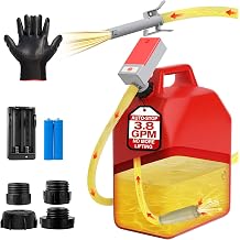 Fuel Transfer Pump - 3.8 Gpm Battery Powered by Auto-Stop, 51-Inch Hose, 4 Adapters for Natural Gas, Petroleum, Portable Electric Siphon Pump for Trucks, RV & Boats