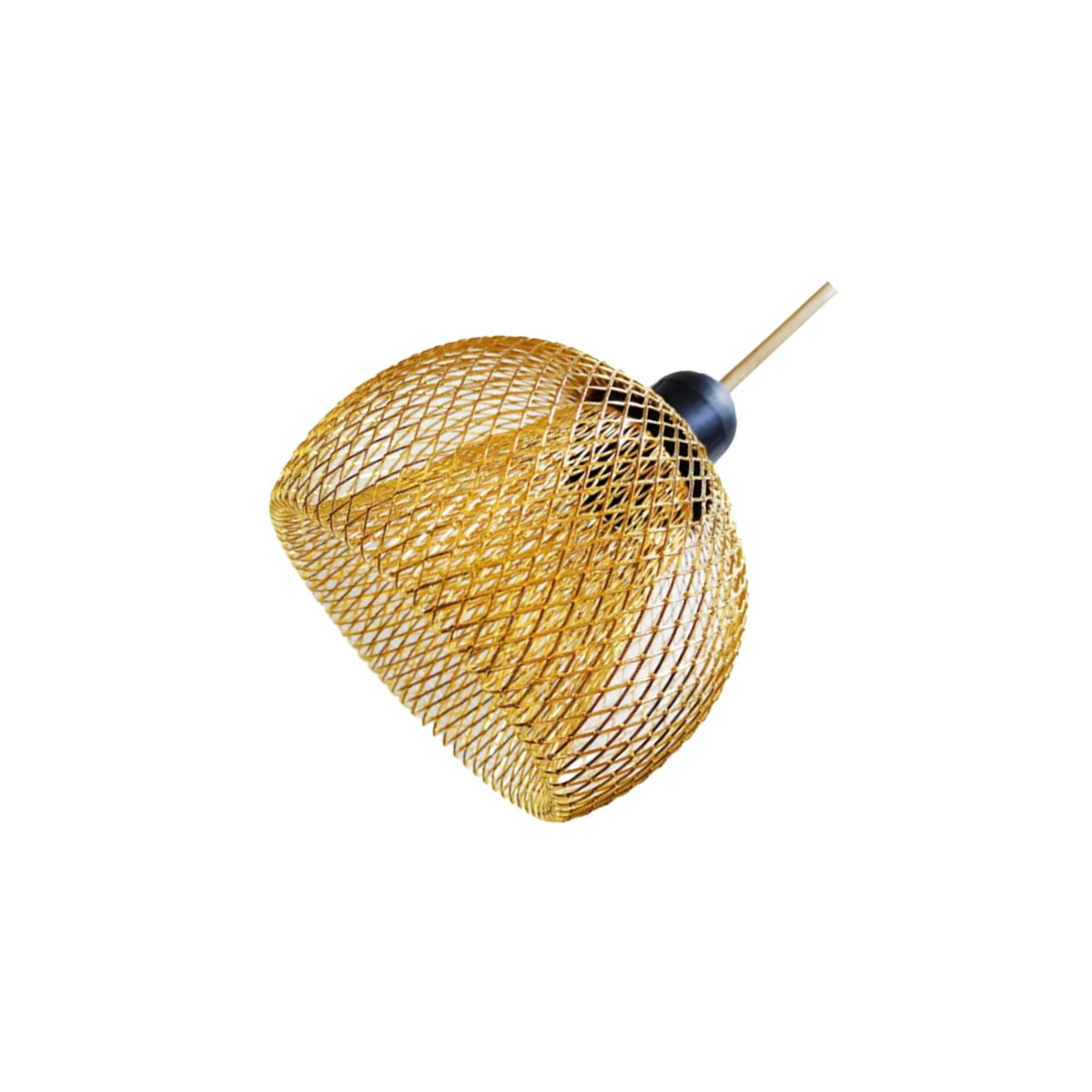 Mophrati Gold Spherical Cozy Handwoven Rustic Ceiling Hanging Light Shades Stylish Metal Woven Lampshade For Cafes Pendant Light Shade Is Made Of Metal Materials Kitchen,