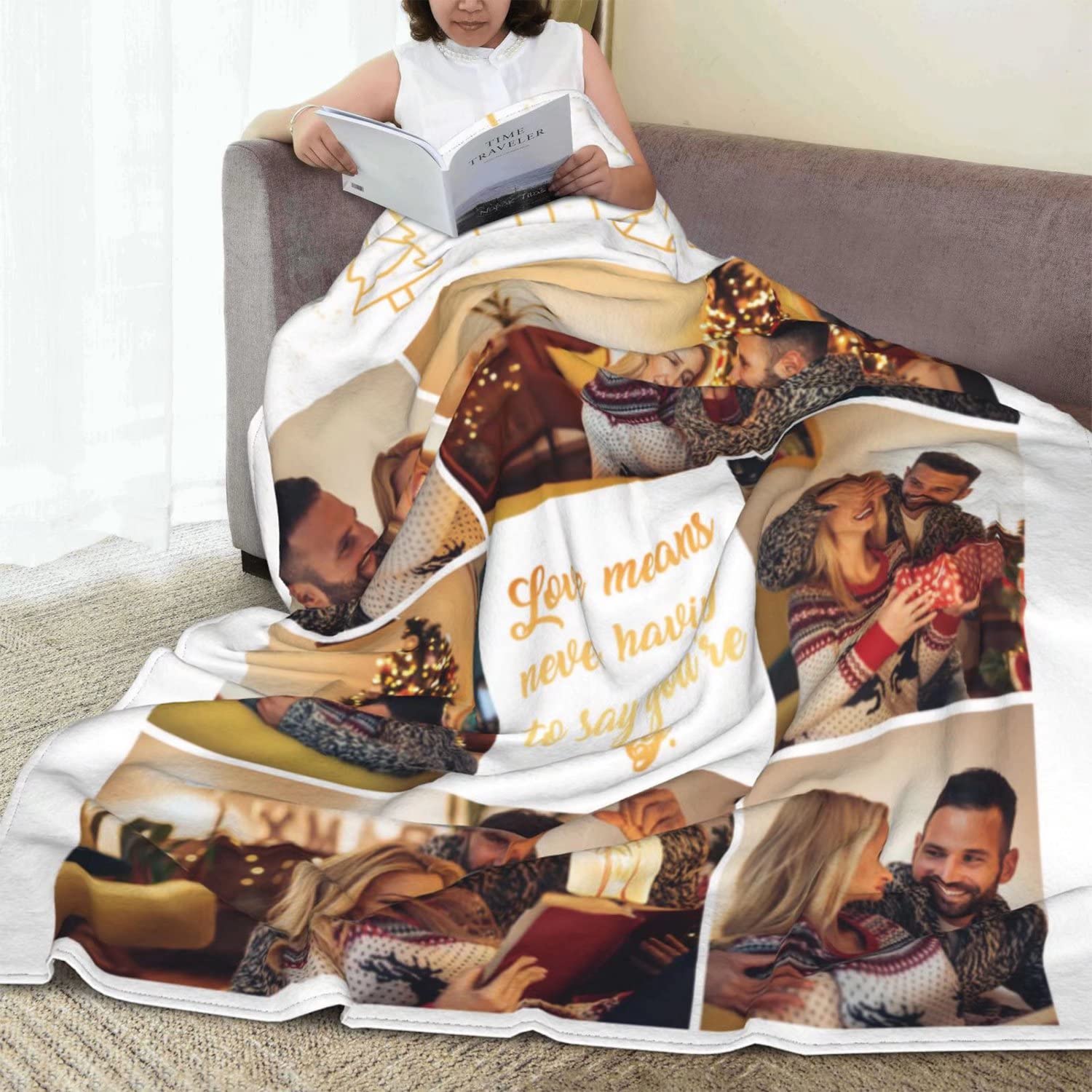 Manta Personalizada con Foto Franela Fleece,Regalo Personalizado-Collage Cualquier Imagen Nombre Texto Personalizados Regalos para Adulto Bebé Familia Mascota Navidad