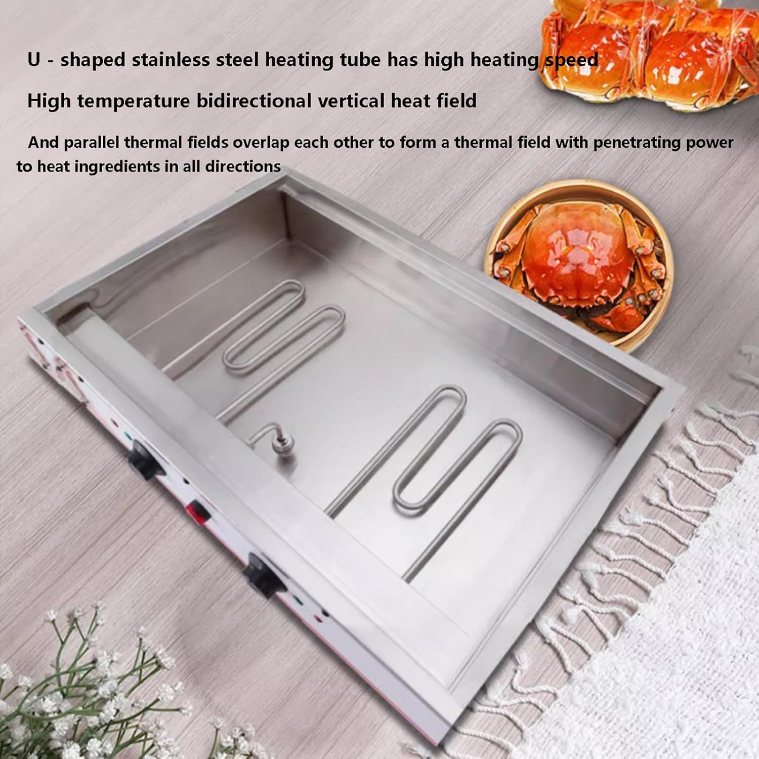 Commercial Four-Hole Food Steamer, Electric Hot Food Warmer 30-110℃ Temper, Stainless Steel Steamed Bun Machine for Restaurant/Store/Home