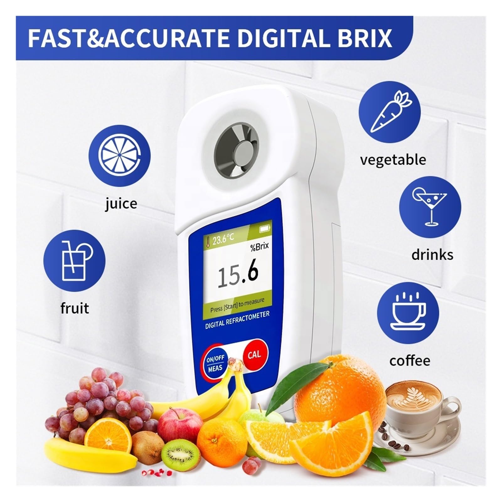 Refractómetro Digital, densímetro sacarimétrico for Fruta, Vino, Cerveza, probador de concentración azúcar, 0~35%, medidor Brix para Laboratorio