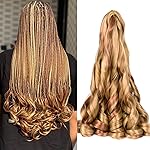 French Curly Braiding Hair for Box Braids P27/30 Loose Wave Braiding Hair 8 Packs 24 Inch 75G/Pack Spanish Curly Synthetic Spiral Curl Silky Braiding Hair Extensions (24 Inch,8 Packs,P27/30)