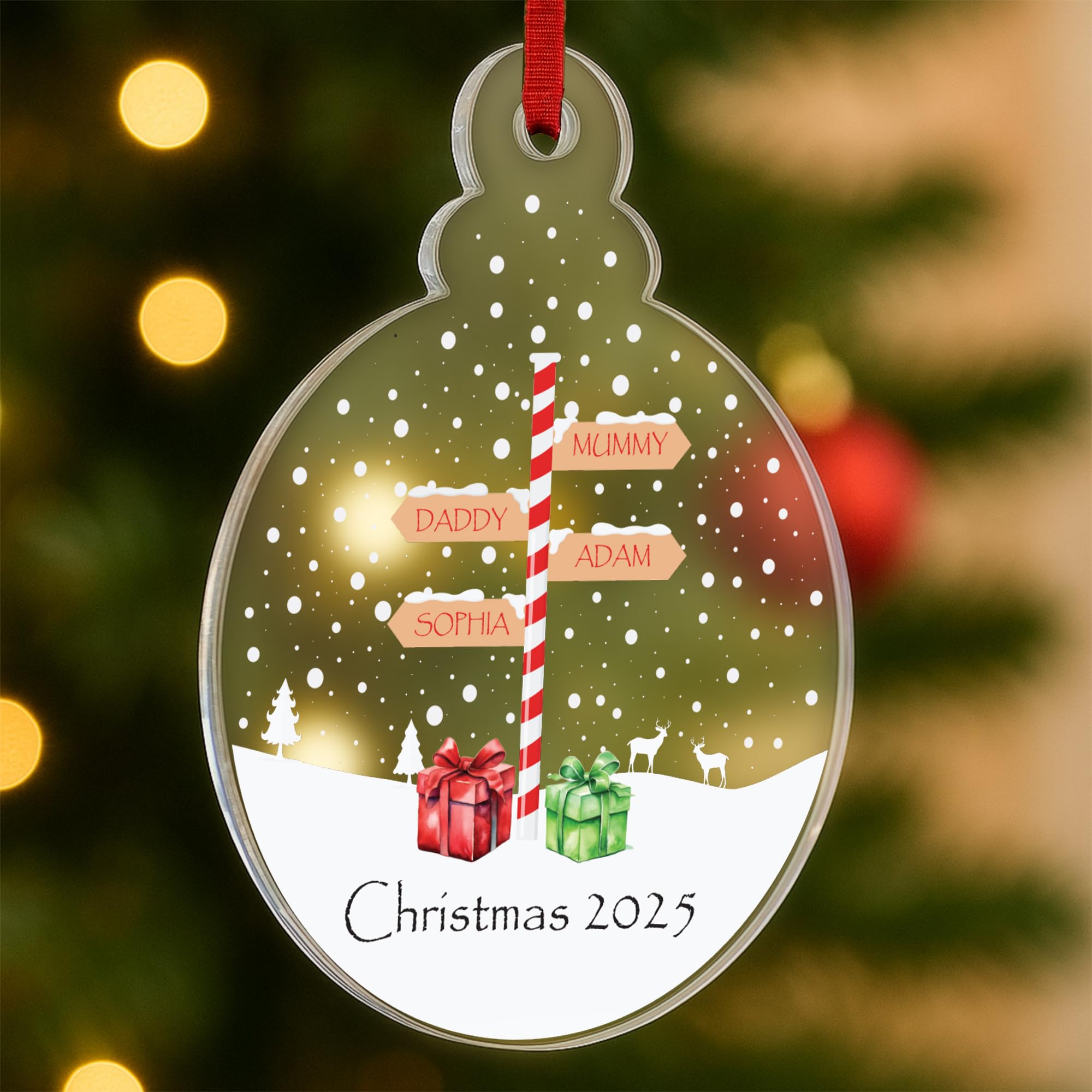 Star Online Snow Fall Personalised Christmas Bauble Xmas Tree Decorations Custom Name Acrylic Baubles Christmas Ornaments Gifts For Family Keepsake Presents (Snow Fall)