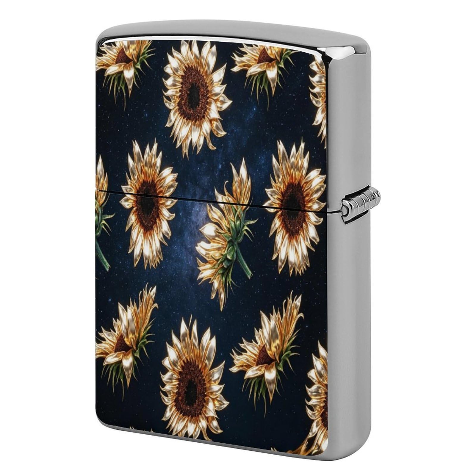 Btcowzrv Style Golden Sunflower Metal Lighter Case Sleeve Cover Holder