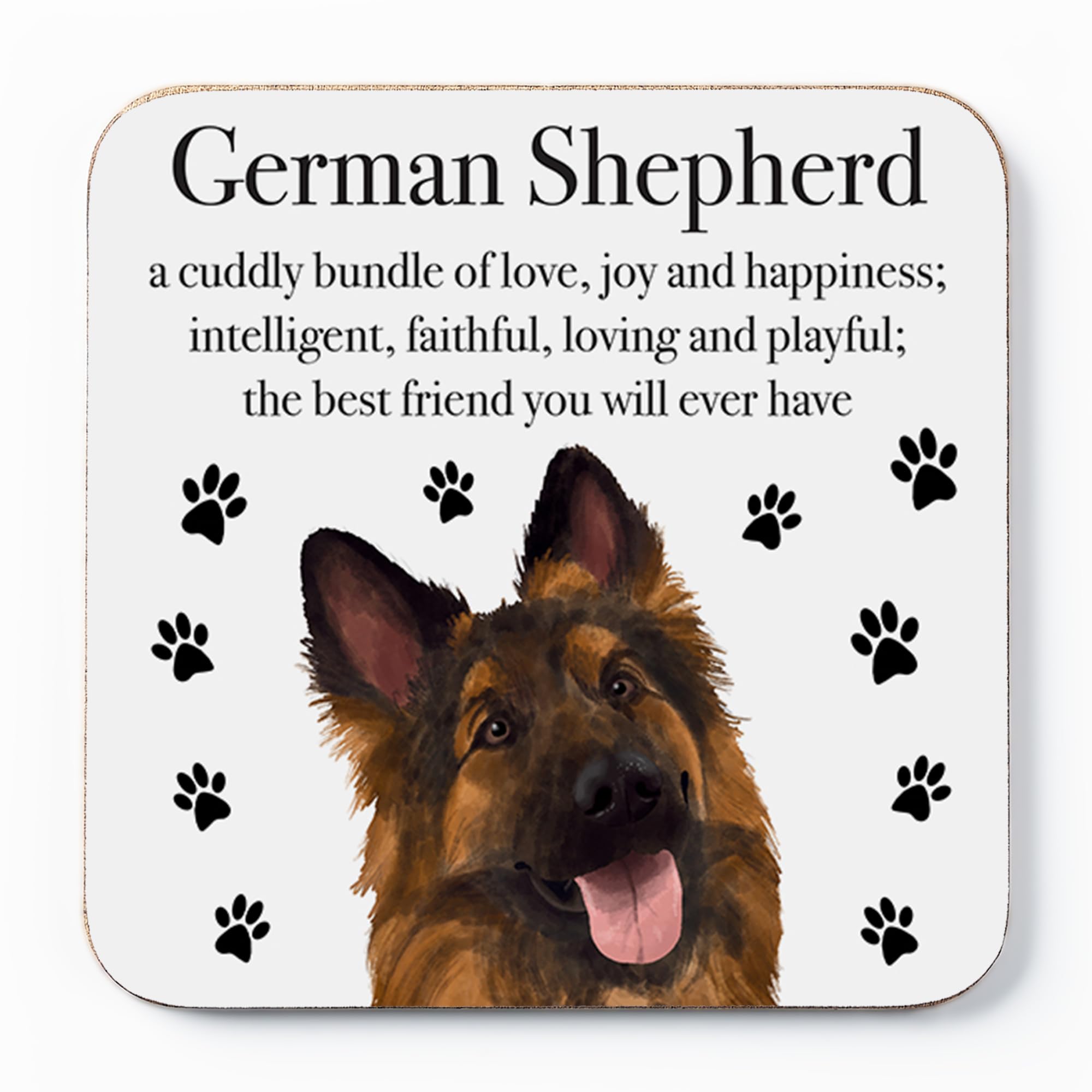 German Shepherd Drinks Coaster - German Shepherd Gift For Men, Women - Birthday Gift For Dog Lovers - Fun Present For Friends, Colleagues, Family - Small Gift Idea - Drinks Coaster - Iconic
