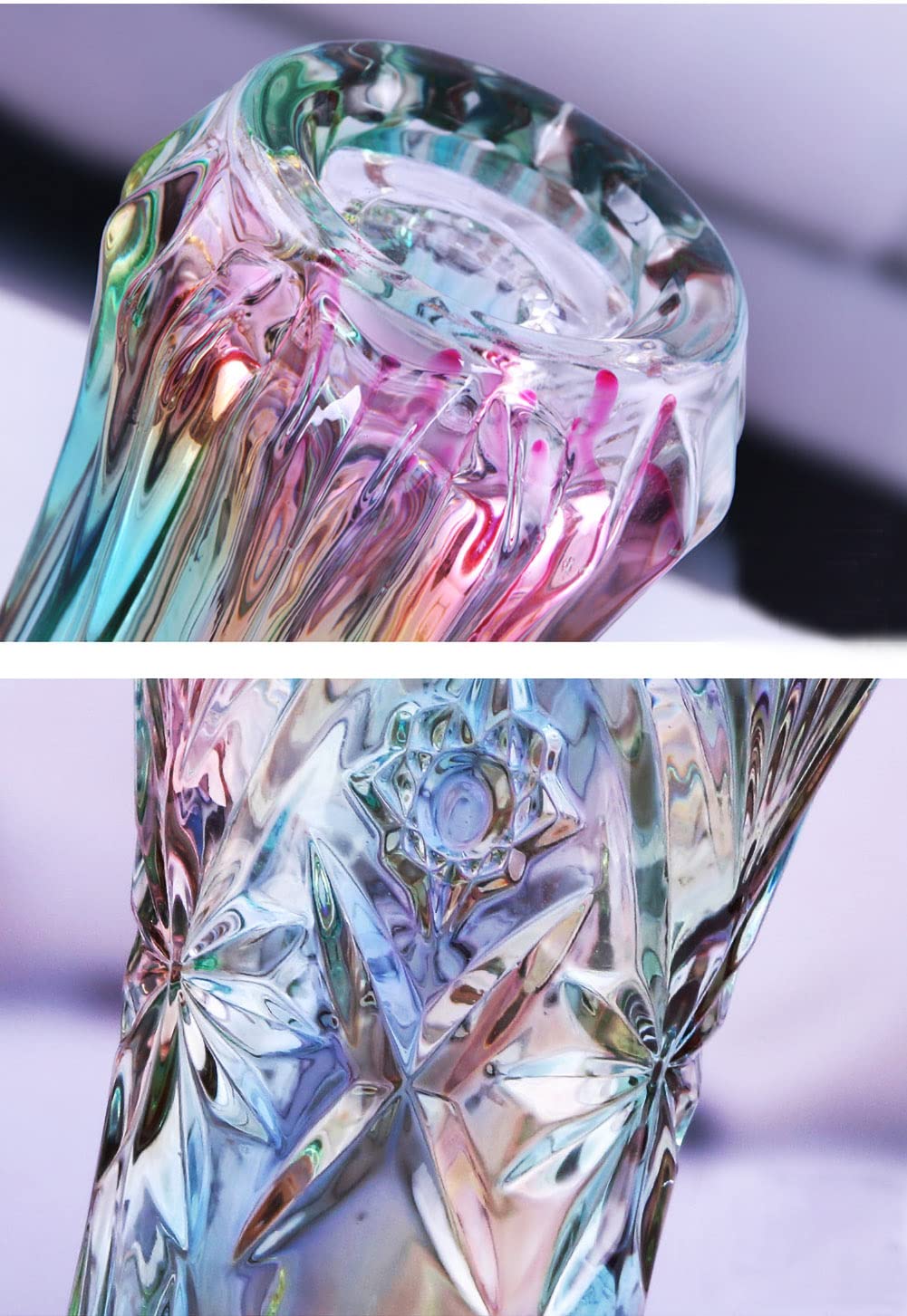 Vaso In Cristallo Arcobaleno – Vaso Decorativo In Vetro Colorato Per Fiori, Design Semplice Ed Elegante, Ideale Per Centrotavola, Matrimoni E Regali, Per Tulipani E Rose - 2