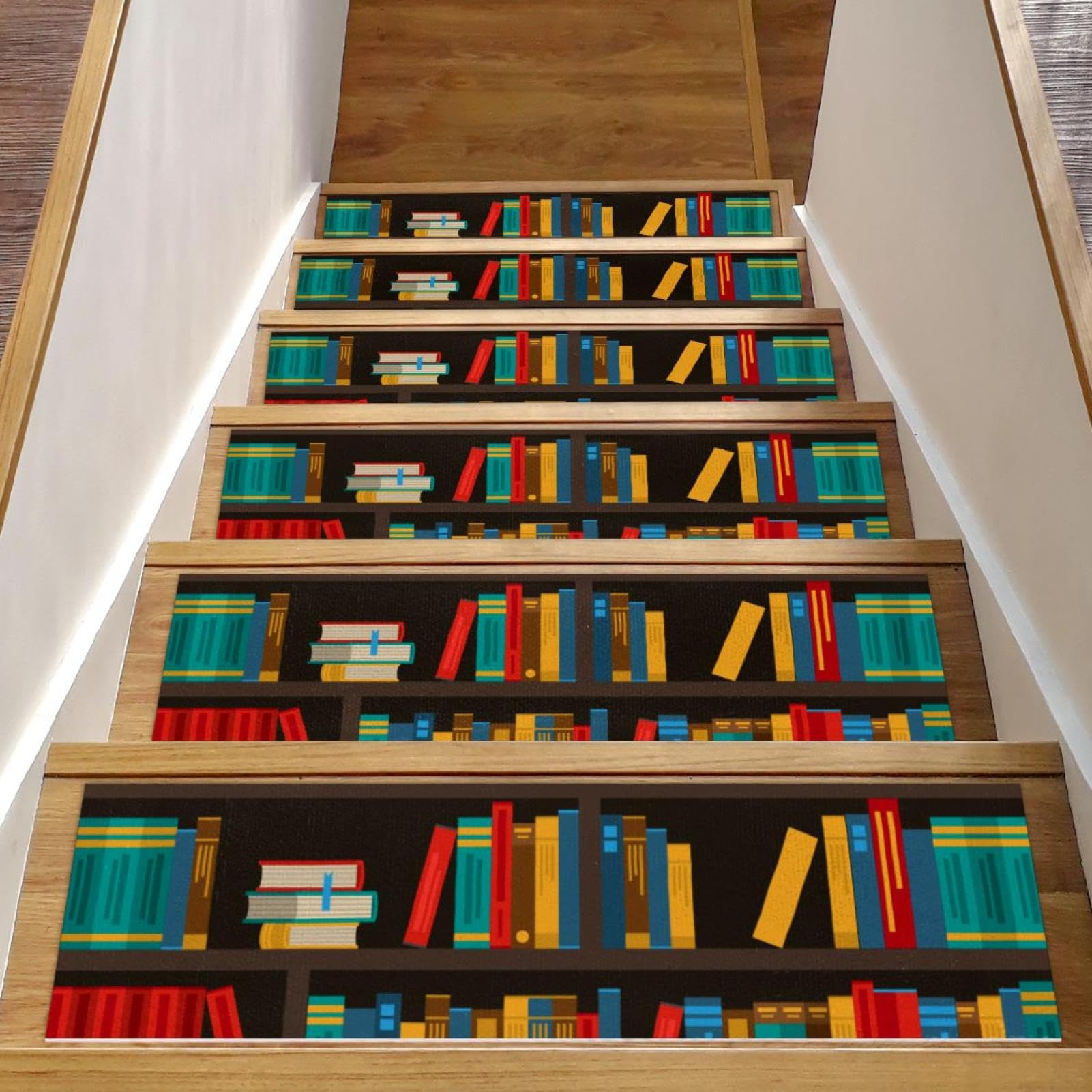 Alfombra de seguridad para interiores: estantes decorativos coloridos para libros, 15 unidades