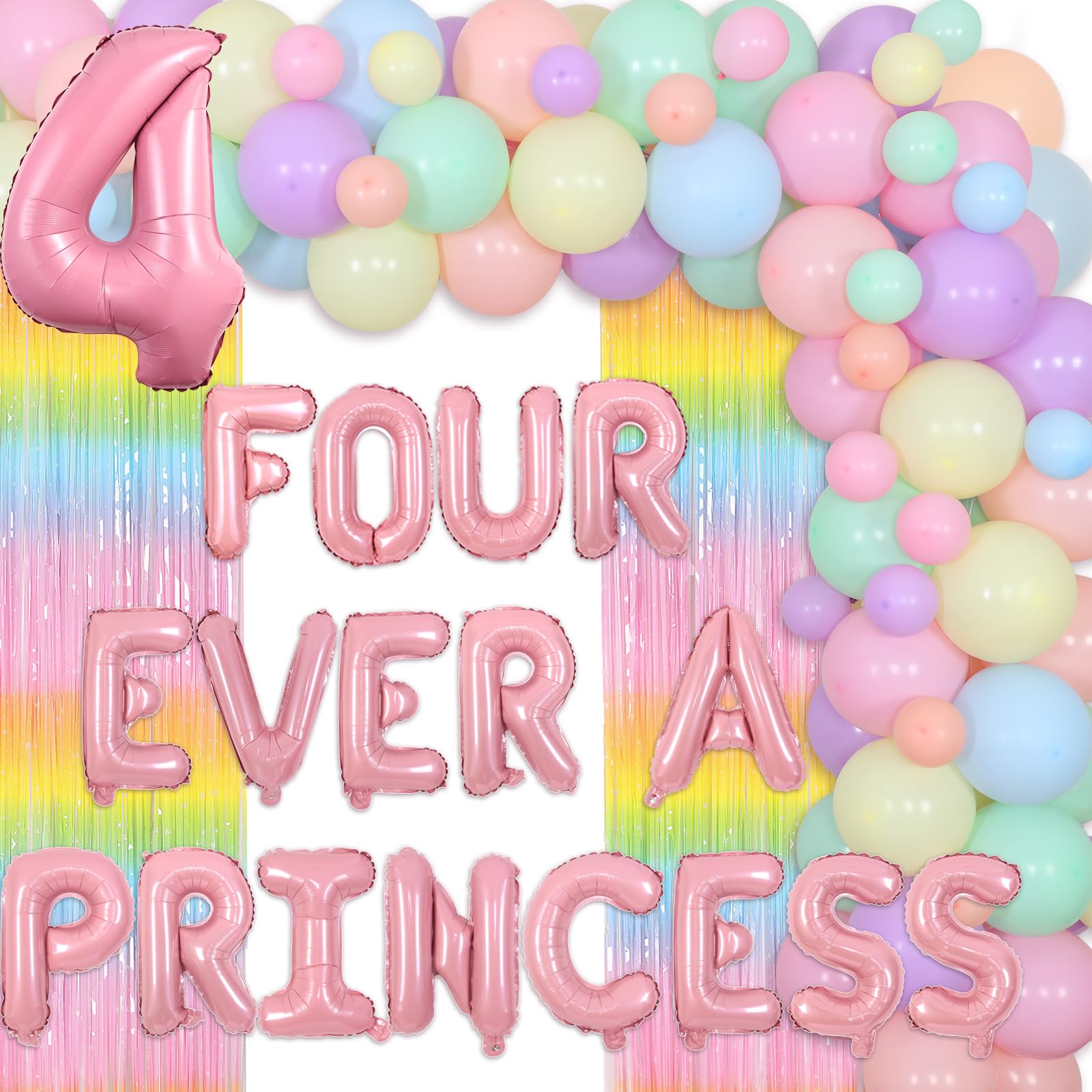 Set di decorazioni per festa di 4° compleanno principessa