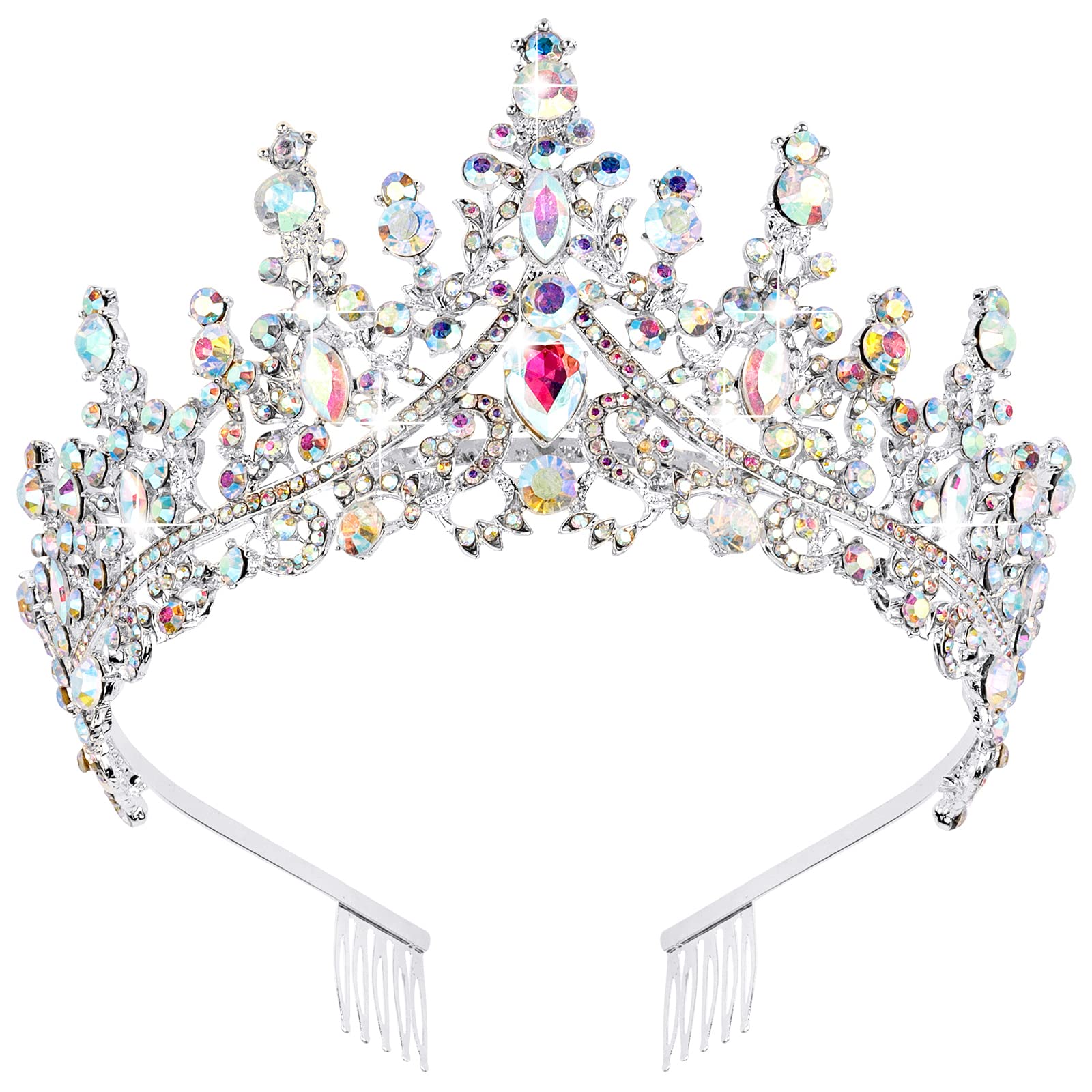 CURASADazzling Crystal Queen Crown Tiara for Women and Girls - Princess Birthday Crown, Wedding Bride Headband, Dreamy Hair Accessories - Gifts for Halloween Christmas Costume