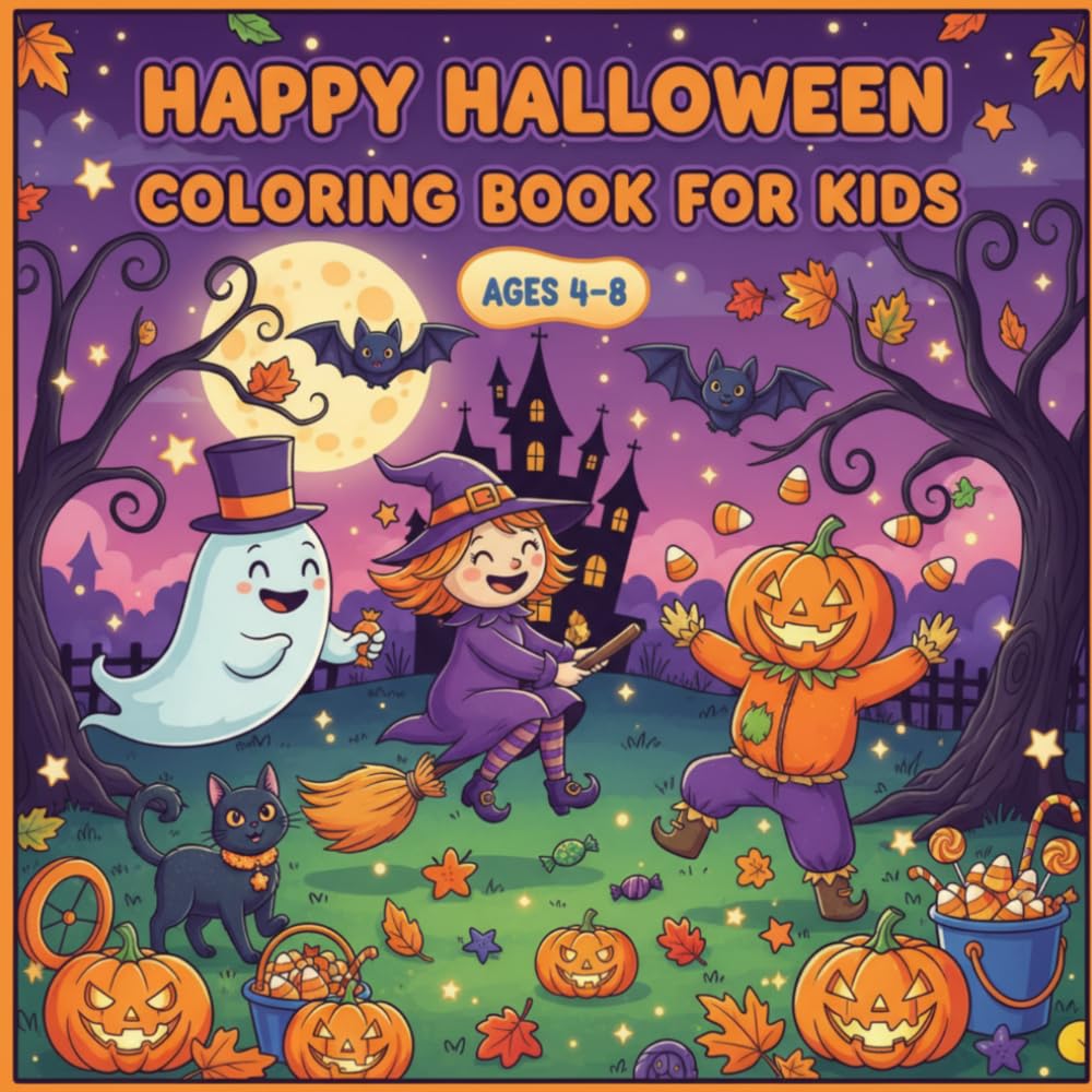 Happy Halloween Coloring Book for Kids Ages 4–8