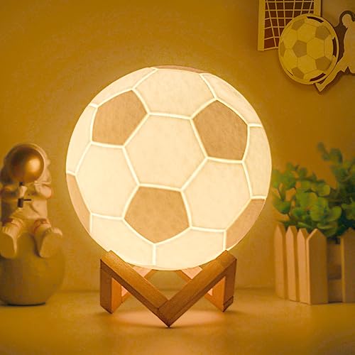 Miniatura 10 de Olee Odee Luz nocturna de fútbol de 4.7 pulgadas, luz de lámpara de fútbol para habitación de niños con control remoto, 16 colores cambiantes,