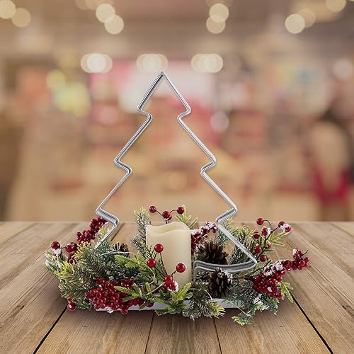 Miniatura 4 de Centro de mesa navideño con luz LED, contorno de árbol de Navidad