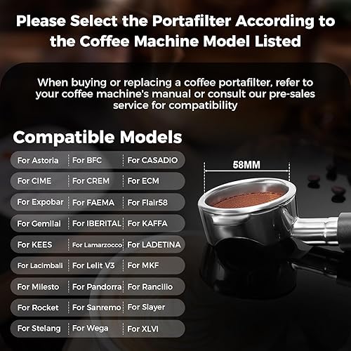 Miniatura 2 de IKAPE Coffee Products portafiltro E61 sin fondo compatible con máquinas de café E61 Flair 58 ECM Rocket Sanremo Synesso Slayer VBM incluye cesta de