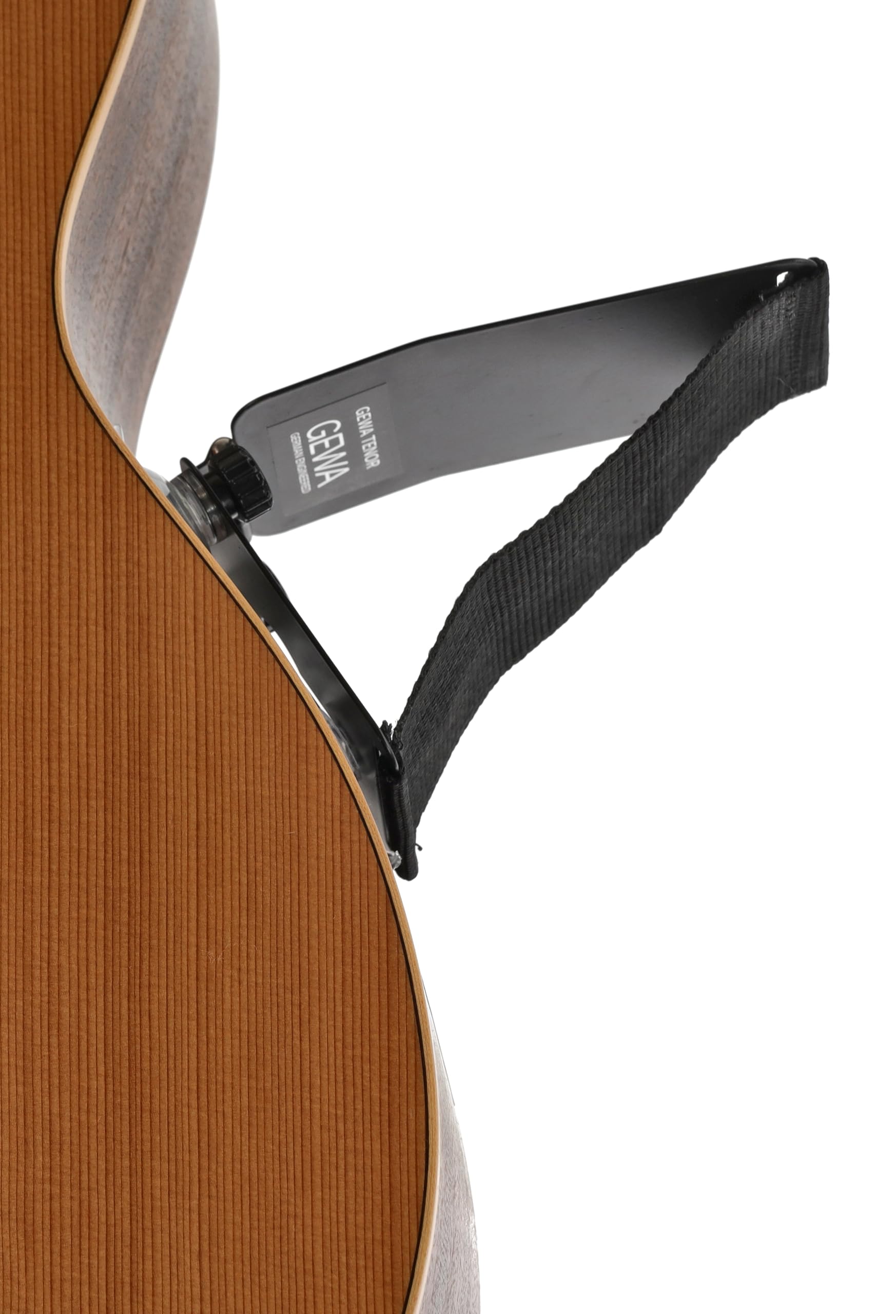 GEWA Soporte para guitarra tenor - plegable de metal - estrecho, también adecuado para aros planos - cinta cosida - negro