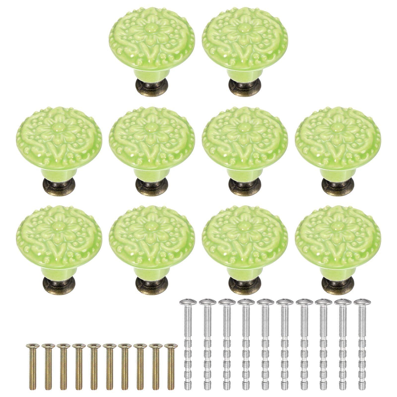 Boutons en céramique vert pour meuble-lavabo placard et tiroir de cuisine