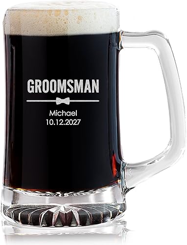 Lifetime Creations Taza de cerveza grande grabada personalizada para padrino de boda, 25 onzas, regalo de padrino, padrino, despedida de soltero,