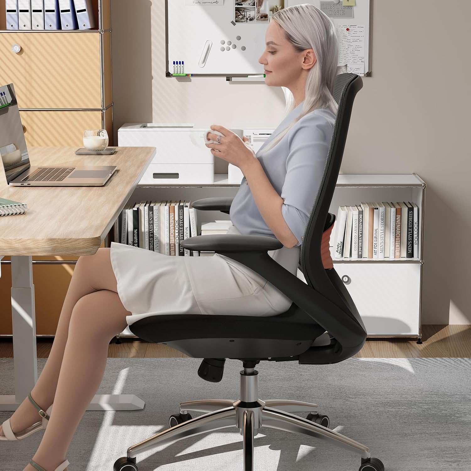 BV Ergonomic Office Chair, High Back Executive Desk Chair with 2D Armrests,Adjustable Lumbar Support, Breathable Mesh Computer Chair for Home Office & Gaming,Black