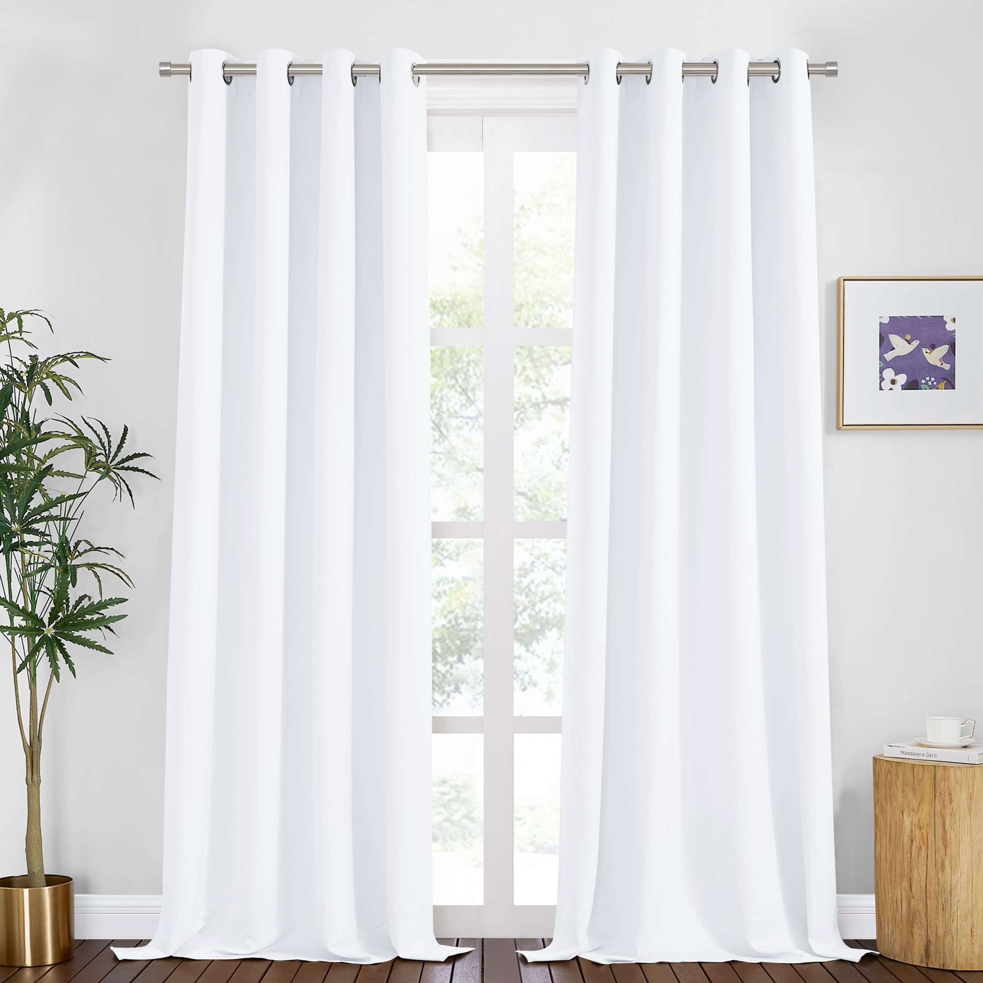 PONY DANCE Room Darkening Curtains for Bedroom - 2 Panels Set Thermal Insulated Doorway Hallway Room Divider Curtains for Bedroom Sliding Glass Patio Door, 55 x 94 inchs, Pure White