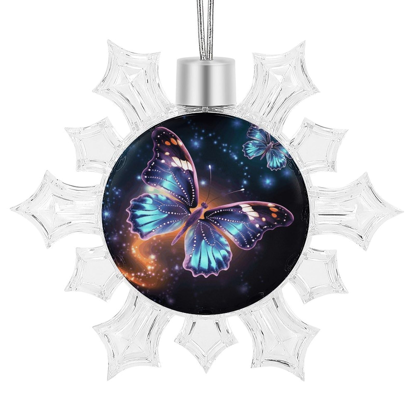 Butterfly and Stars Snowflake Ornaments Cute Snowflake Pendant Exquisite Christmas Tree Ornaments for Christmas Weddings New Year Birthday Holiday Celebration